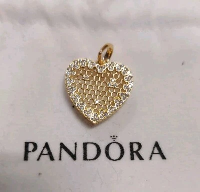 Original Pandora Anhänger Herz / Bee Kollektion 925er Silber Mit Zirkonia Besatz - Bild 1 von 3