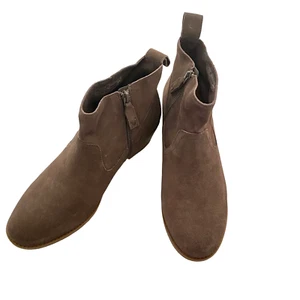 Vionic Joy Vera Brown Suede Leather Ankle Boots Women 10M Greige Booties - Picture 1 of 17