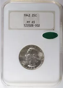 1942 Washington Silver Proof Quarter NGC PF65 CAC Old Fatty Holder 25c - Picture 1 of 4