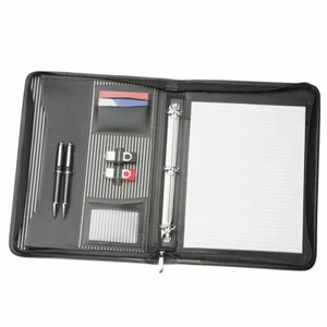 1 x New A4 Zippered Compendium Binder Courier Included leather Look Fast deliver - Picture 1 of 3