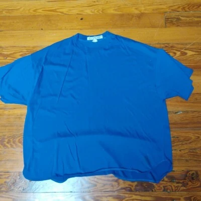 Vintage Le Tigre Blue Solid T-Shirt XL 1 X 80s 90s Made In USA - Image 1 of 4