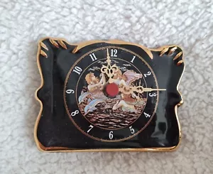 Handmade In Greece Vintage Black & 24K Gold Clock H 9.5cm Excellent Condition - Picture 1 of 9