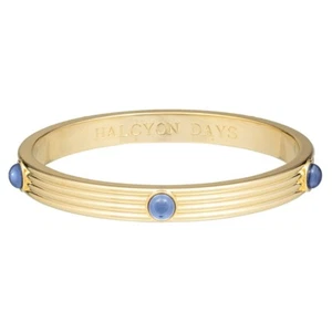 NEW Halcyon Days Ribbed Cabochon Forget-Me-Not Gold-Toned Bangle - Picture 1 of 2