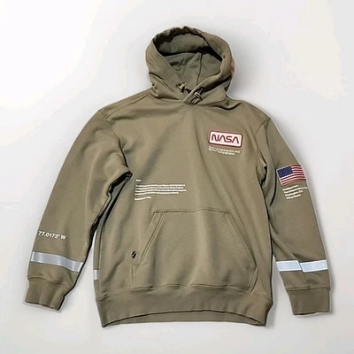 Sudadera con Capucha H&M NASA Para Hombre Logo Calce Relajado Pullover Beige Manga Larga Astronomía Foto 1 de 4