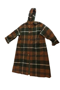 Giorgio Armani Hooded Trench Coat Wool Plaid - Picture 1 of 8