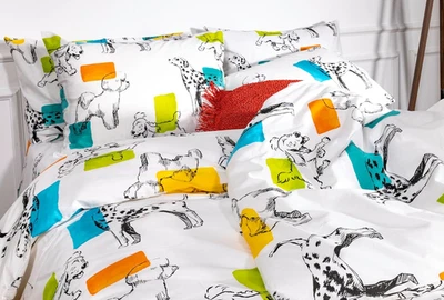 Set Di Biancheria Da Letto Singolo Con Copripiumino in Cotone Con Motivo Cane 13 - Immagine 1 di 4