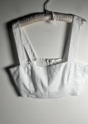 Top Reformation Talla 12 Blanco Olson Lino Corto Correas Ajustables NUEVO Foto 1 de 4