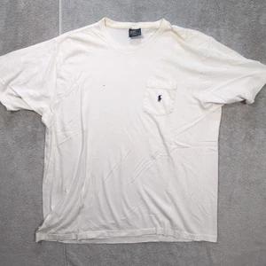 VTG Polo Ralph Lauren Mens XL Pocket T-Shirt Single Stitch Off White Preppy - Picture 1 of 11