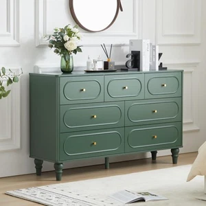 7 Drawer Fluted Dresser for Bedroom, Mid Century Modern Chest of Drawers, Woo... - Picture 1 of 7