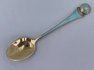 Vintage Danmark Global Guilloche Souvenir Spoon, ELA Sterling  3-13/16"    - Picture 1 of 8