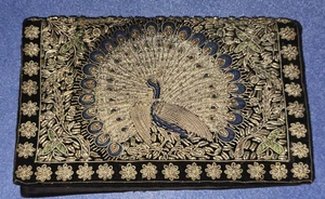 Antique Black Velvet Embroidered Evening Bag Clutch - Picture 1 of 8