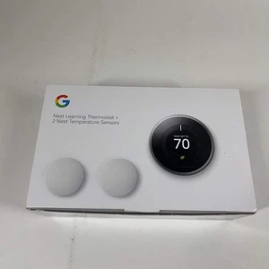 Google Nest Thermostat Smart Learning Thermostat Black/White BH1252-US - Picture 1 of 4