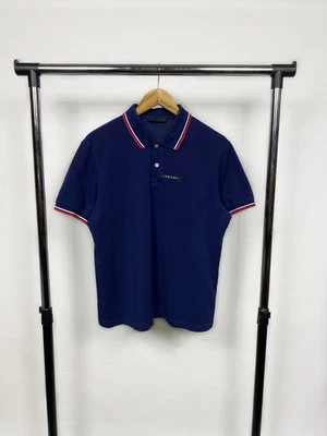 Camisa polo Prada negra con lengüeta azul marino para hombre talla XL Foto 1 de 4