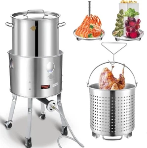 40QT Stainless Steel Stockpot With 200,000BTU Propane Burner - Picture 1 of 7