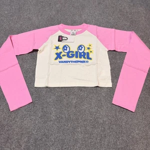 NEW X-Girl Vandy The Pink Shirt Womens Medium Pink Cropped Slim Collab Japan - Picture 1 of 12