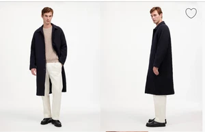 Madewell $398 Raglan-Sleeve Topcoat in Italian Fabric Navy Size L NS361 - Picture 1 of 8