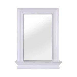 Teamson Home Stratford Wooden Wall Mirror with Storage Shelf, White - Picture 1 of 9