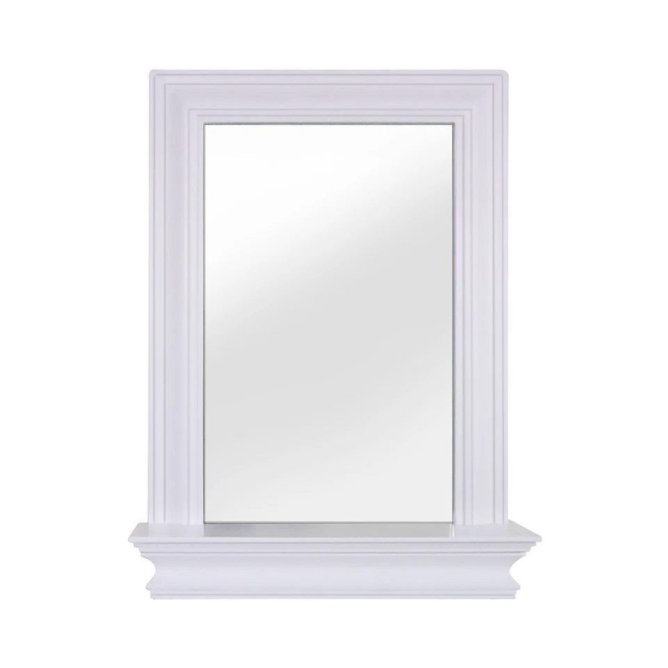 Teamson Home Stratford Wooden Wall Mirror with Storage Shelf, White - Image 1 of 4