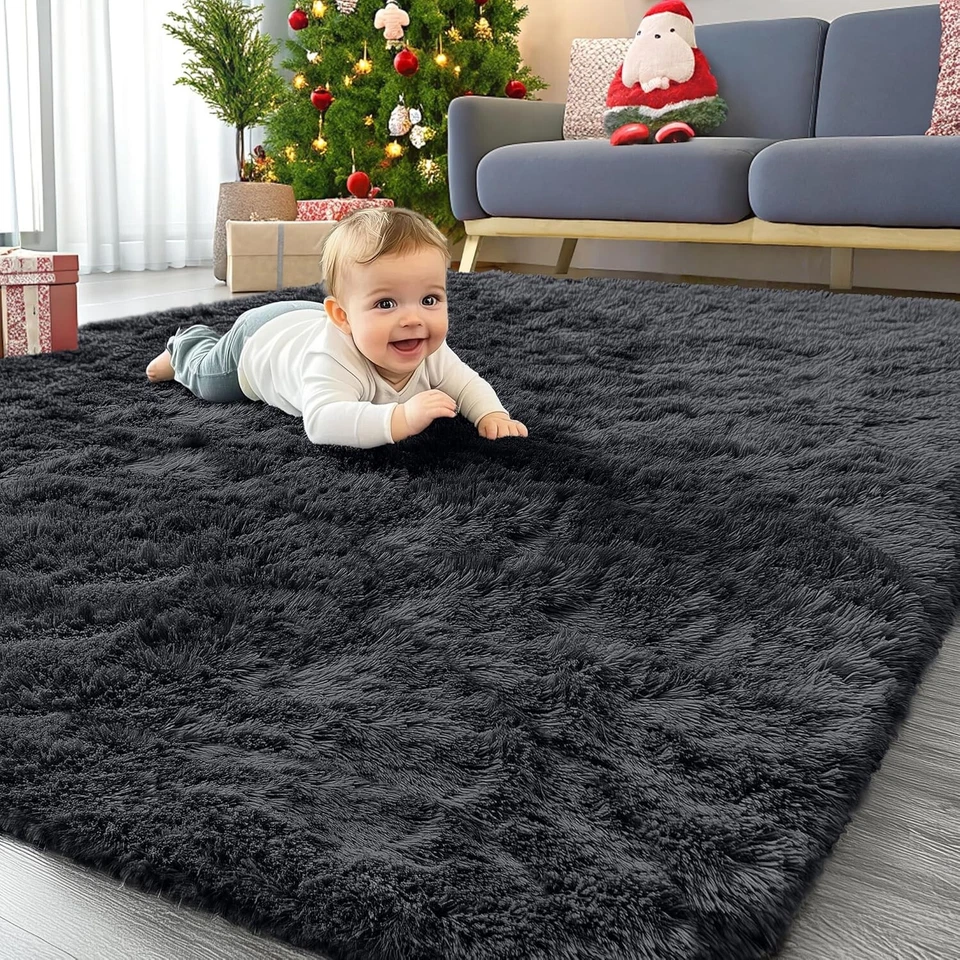 Kid Friendly Shaggy Rugs Soft Fluffy Shag Area Rug Living Room Bedroom Carpet US - Image 1 of 1