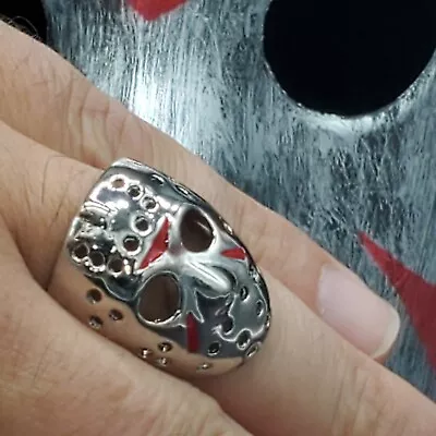 Fashion Punk Ring Jason Halloween Costume Accessories Steel Hockey Mask 92-4 - Image 1 of 4