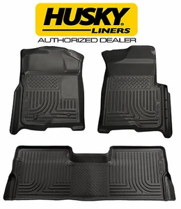 HUSKY WeatherBeater Floor Mats for 12-16 FORD F250 F350 F450 Crew Cab BLACK - Picture 1 of 6