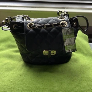 Neu Badgley Mischka schwarz Micro Mini gesteppter Turn-Lock-Rucksack Damen-Geldbörse - Bild 1 von 8