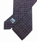 dunhill London Tie Windowpane Pattern Geometric Red & Blue Necktie Width 3 3/8"