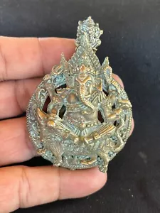 OLD GOD HINDU AMULET GANESHA PENDANT BRONZE - Picture 1 of 9