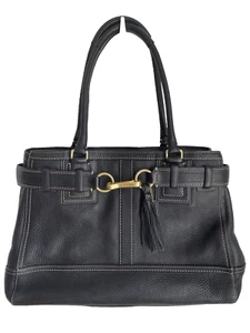 Coach Bag Hampton Pebbled Leather Black Shoulder Bag Purse Pristine E06S-10213 - Picture 1 of 12