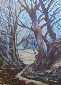 oil on canvas cardboard painting 10"x14" country landscape Trees Nature view - Picture 1 of 5