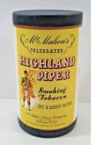 Lata de cartón vintage McMahon Highland Piper etiqueta de tabaco etiqueta McMahon Chicago - Imagen 1 de 4