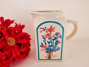 Milch oder Saft Krug Keramik Getränk Servieren Vintage 1980er Jahre Ferienhaus Blumen Küche - Bild 1 von 4
