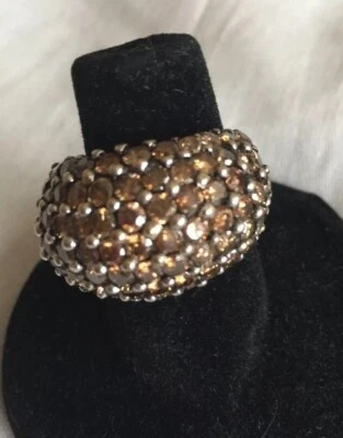 COGNAC DIAMOND Over 4.5 CT Prong Set 14K GOLD DOME CLUSTER COCKTAIL DINNER RING - Image 1 of 4