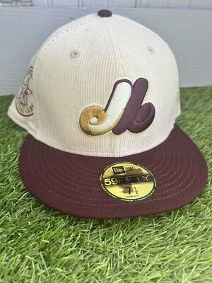 NEW ERA MENS MONTREAL EXPOS 1982 ALL STAR GAME CORDUROY PATCH 59FIFTY HAT 7 1/2 - Image 1 of 4
