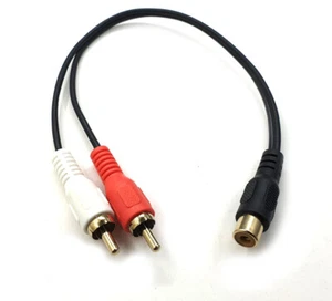 Car Audio RCA Female to 2RCA 2 Male Splitter Adapter Cable Y Shaped Gold Plated - Picture 1 of 4