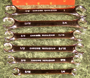 6 Stck. SAE Offset FLARE NUT LINE SCHRAUBENSCHLÜSSEL SET mit GRATIS Tasche Flair Gas Wasserleitung etc. - Bild 1 von 1