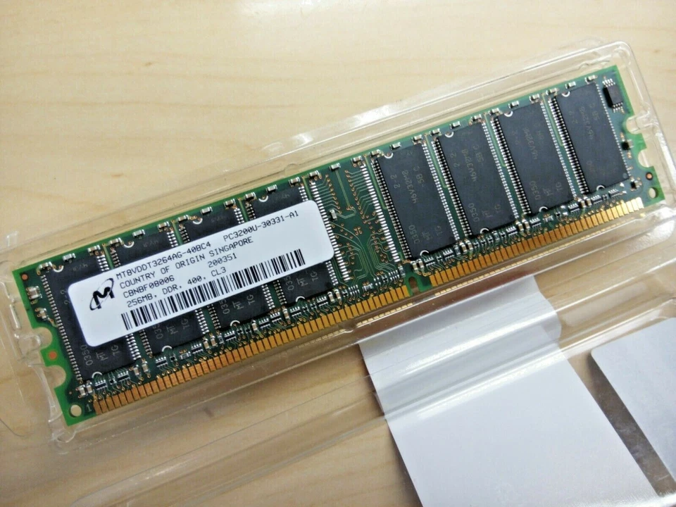 New MICRON 256MB PC3200U-DDR 400 184 Pin MT8VDDT3264AG-40BC4 Desktop Memory / 97 - Image 1 of 1