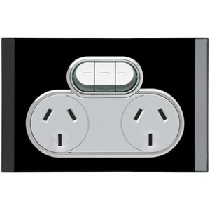 Clipsal Saturn Double Powerpoint with Extra Switch Espresso Black | 4025X-EB - Picture 1 of 1