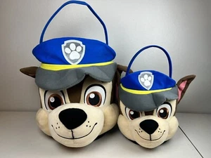 2 Paw Patrol Chase Plush Basket 3D Bucket Easter Birthday Halloween Nickelodeon - Picture 1 of 19