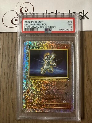 PSA 7 - Pokemon MACHOP 79/110 Reverse Holo - LEGENDARY COLLECTION - Fireworks - Image 1 of 2