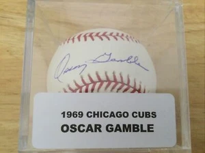 1969 Chicago Cubs Oscar Gamble Autographed MLB Baseball W/COA - Picture 1 of 4
