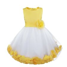 Toddler Girls Petals Bow Flower Girl Dress Pageant Wedding Bridesmaid Party Gown