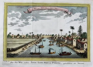 1749 Peking, China, Beijing, J. van Schley, hand colour, panoramic engraving, ma - Picture 1 of 3