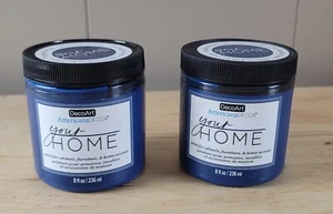 DecoArt YOUR HOME ACRYLIC PAINT Lot of 2 Eggshell Finish DEEP WATER 8 fl oz - Picture 1 of 4