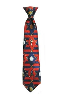Club Room Boys' 100% Silk Zip-Up Red Blue Green Neck Tie 2 1/2" x 11 1/2" - Picture 1 of 2