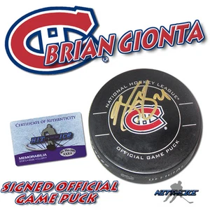 BRIAN GIONTA Signed MONTREAL CANADIENS Official Game Puck - w/COA - Picture 1 of 1