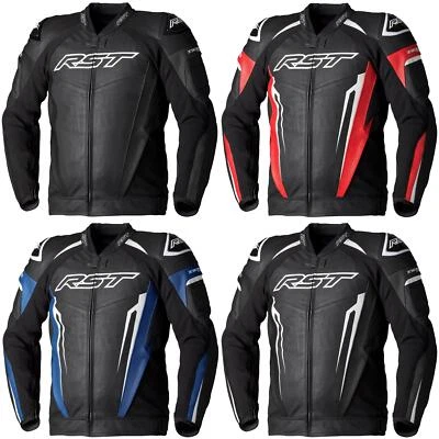 RST Tractech Evo 5 Mens Leather Motorcycle Jacket Track Sports Black Red Blue - Image 1 of 4