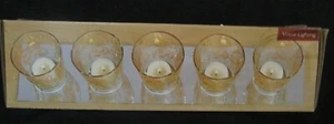 NIB Elements Set de 5 candelabros votivos Remolinos de oro Bandeja espejada - Imagen 1 de 4