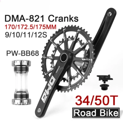 Juego de bielas de bicicleta de carretera de 2*11 velocidades 50T/34T plato 170 mm 172,5 mm 175 mm manivela Foto 1 de 4