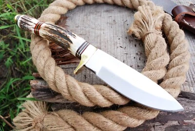 CUCHILLO BOWIE SUPERVIVENCIA TÁCTICA CAZA MANGO ASTA CIERVO ALCE PERSONALIZADO HECHO A MANO Foto 1 de 2